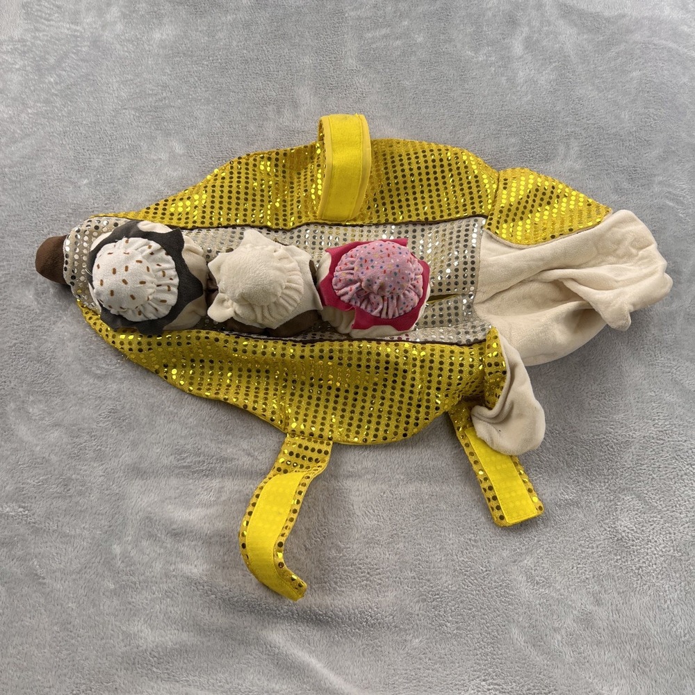 Banana Split Sequin Dog Costume XL Yellow Pet Halloween Outfit Funny Ice Cream